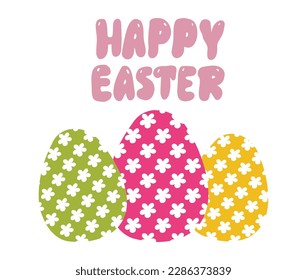 Happy Easter egg hunting clip art colorful pisitive spring holiday. Cute hand drawn naive happy Easter traditional illustration