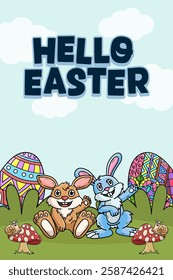 Happy Easter Egg Hunting Poster Vertical Banner