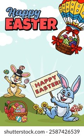 Happy Easter Egg Hunting Poster Vertical Banner