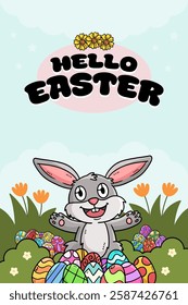 Happy Easter Egg Hunting Poster Vertical Banner