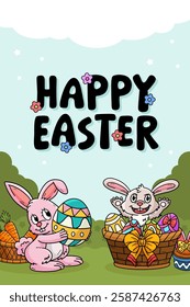 Happy Easter Egg Hunting Poster Vertical Banner