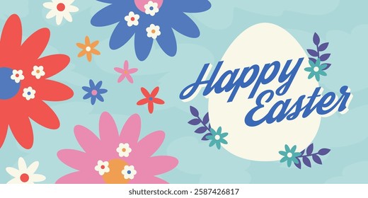 Happy Easter Egg Hunting Poster Panoramic Banner 