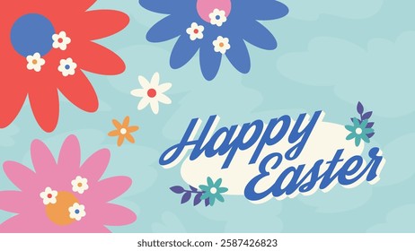 Happy Easter Egg Hunting Poster Horizontal Banner 