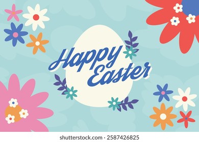 Happy Easter Egg Hunting Poster Horizontal Banner 