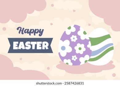 Happy Easter Egg Hunting Poster Horizontal Banner 