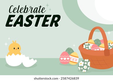 Happy Easter Egg Hunting Poster Horizontal Banner 