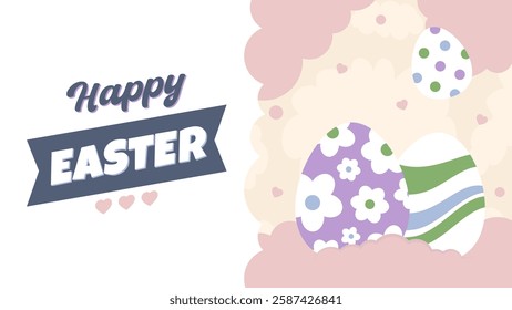 Happy Easter Egg Hunting Poster Panoramic Banner 