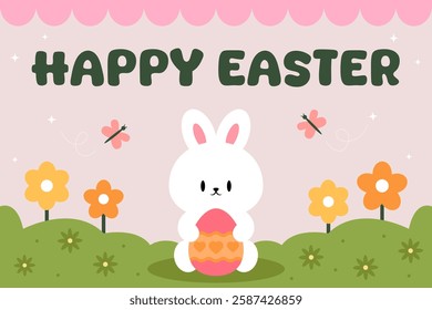 Happy Easter Egg Hunting Poster Horizontal Banner 