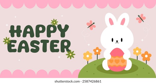 Happy Easter Egg Hunting Poster Panoramic Banner 