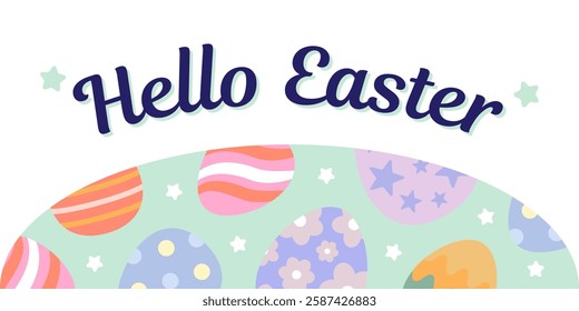 Happy Easter Egg Hunting Poster Horizontal Banner 