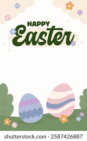 Happy Easter Egg Hunting Poster Vertical Banner