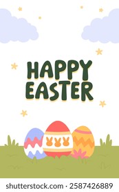 Happy Easter Egg Hunting Poster Vertical Banner