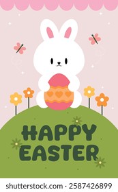 Happy Easter Egg Hunting Poster Vertical Banner