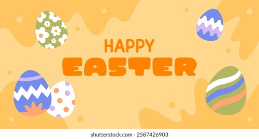 Happy Easter Egg Hunting Poster Panoramic Banner 