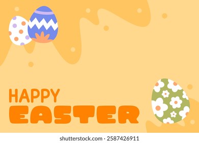 Happy Easter Egg Hunting Poster Horizontal Banner 