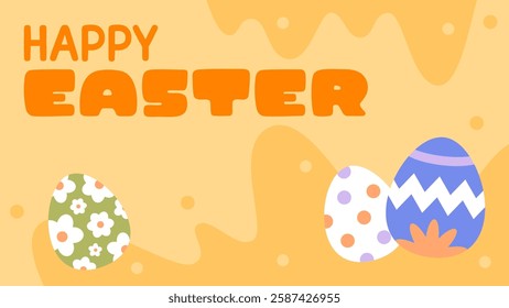 Happy Easter Egg Hunting Poster Panoramic Banner 