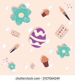 Happy easter egg and icons