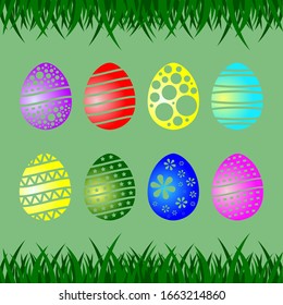 Happy Easter, Easter egg illustration with various models and colors. Vector illustration in cartoon style - vector