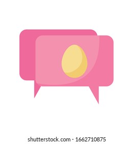 Happy easter egg inside bubble flat style icon design, Spring decoration holiday greeting ornament celebration festive season tradition and festival theme Vector illustration