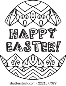 Happy Easter Egg Isolated Coloring Page for Kids