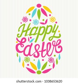 Happy Easter Egg lettering on white background. Vector illustration for your design