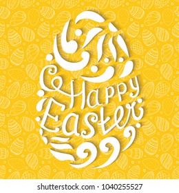 Happy Easter Egg lettering on seamless background. Vector illustration for your design