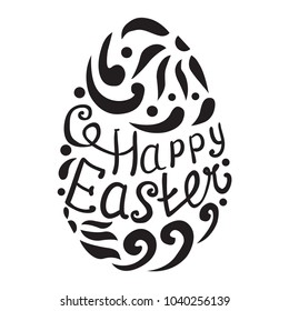 Happy Easter Egg lettering on white background. Vector illustration for your design