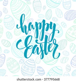 Happy Easter Egg lettering on seamless background. Vector illustration EPS10