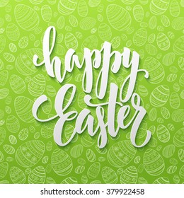 Happy Easter Egg lettering on seamless background. Vector illustration EPS10