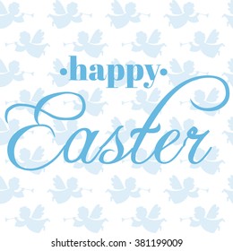 Happy Easter Egg lettering on seamless background. Vector illustration