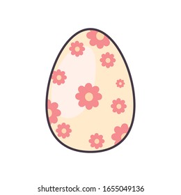 Happy easter egg line and fill style icon design, Spring decoration holiday greeting ornament celebration festive season tradition and festival theme Vector illustration