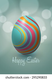 Happy Easter Egg Lines Colorful with Light Bokeh Background