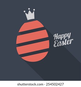 Happy Easter Egg logo, flat style with long shadow, vector illustration