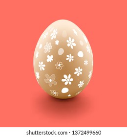Happy Easter egg on a Coral color background postcard 