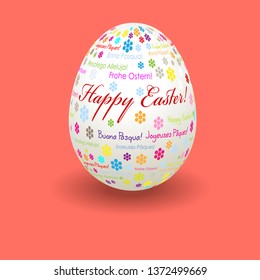 Happy Easter egg on a Coral color background postcard 