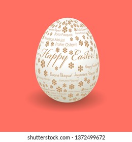 Happy Easter egg on a Coral color background postcard 