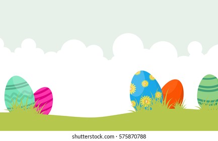 Happy easter egg on landscape