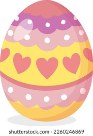 Happy easter egg painted with hearts. Vector illustartion design image.