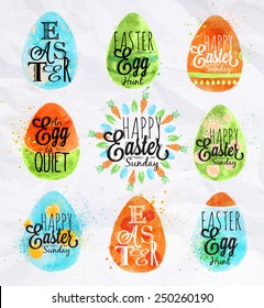Happy easter egg painted pastel colored kids style