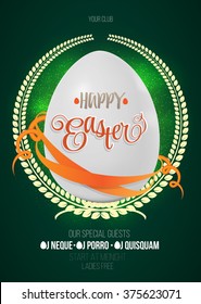 Happy Easter egg party poster background. Vector illustration
