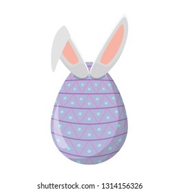 happy easter egg with rabbit ears