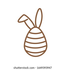 Happy easter egg with rabbit ears line style icon design, Spring decoration holiday greeting ornament celebration festive season tradition and festival theme Vector illustration