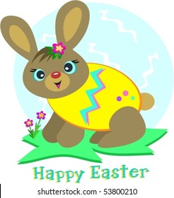 Happy Easter Egg Rabbit Vector