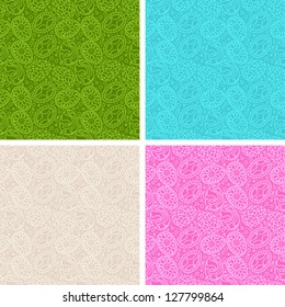 Happy Easter egg seamless patterns set.