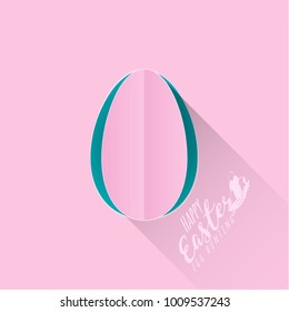 Happy Easter. Egg shaped paper cut. Greeting card design. Vector Eps