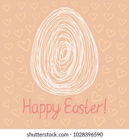 Happy Easter egg sketch on pink background