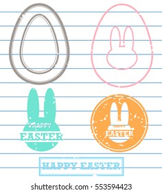 Happy Easter egg stamp vector illustration