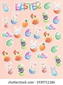 Happy Easter. Egg stickers. Sticker