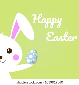 Happy Easter Egg surprise and Cute Bunny on green background for Easter greeting card, invitation, Vector illustration EPS10