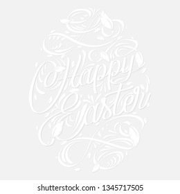 Happy Easter Egg with text. Easter greeting card.